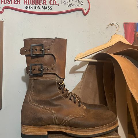 View photo of Boston Shoe Co. M-1943 "Double Buckle" Service Boots in Combination Tan