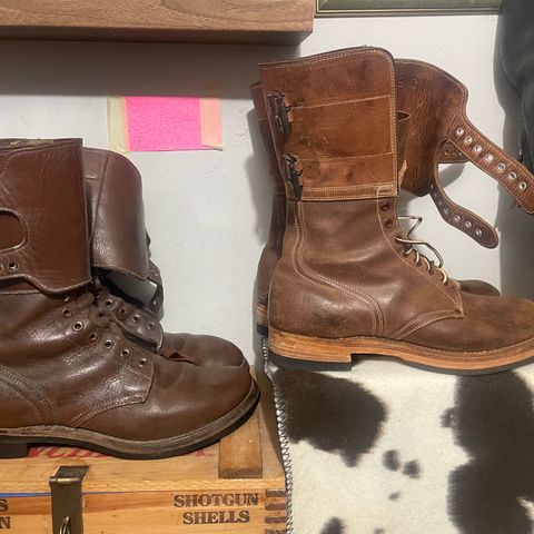 View photo of Boston Shoe Co. M-1943 "Double Buckle" Service Boots in Combination Tan