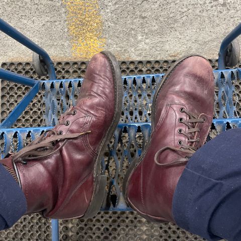 View photo of Red Wing Shoes Flat-Box Beckman in S.B. Foot Black Cherry Featherstone