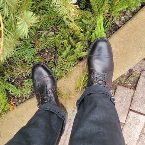 View photo of Viberg Service Boot in Shinki Black Latigo Teacore Horsehide