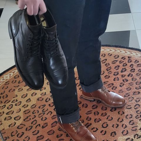 View photo of Viberg Service Boot in Shinki Black Latigo Teacore Horsehide