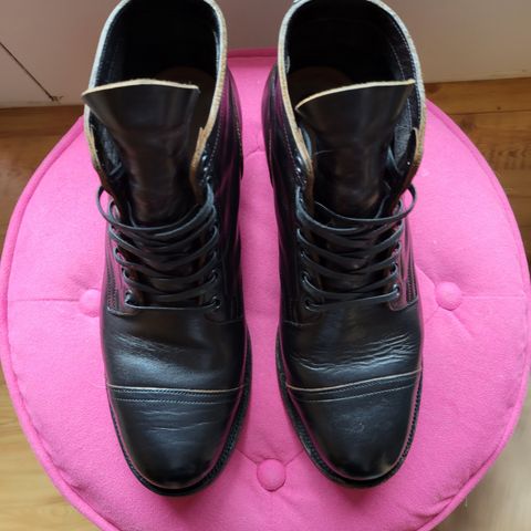 View photo of Viberg Service Boot in Shinki Black Latigo Teacore Horsehide