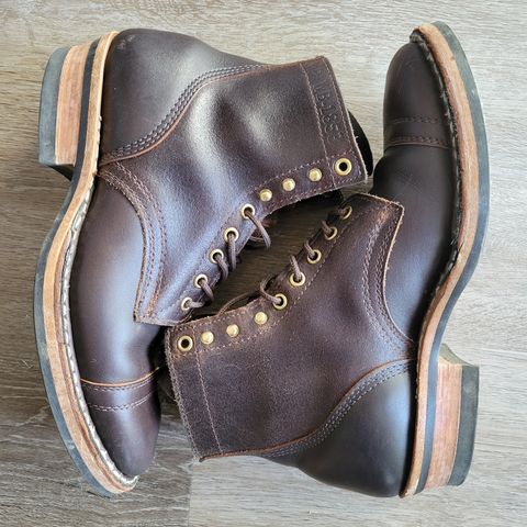 View photo of White's MP-M1TC in Seidel Brown Dress & Horween Dark Brown Waxed Flesh