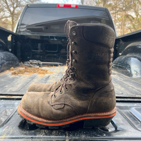 View photo of Chippewa Thunderstruck 10" Logger in Brunette Waterproof Full Grain