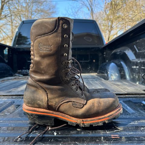 View photo of Chippewa Thunderstruck 10" Logger in Brunette Waterproof Full Grain