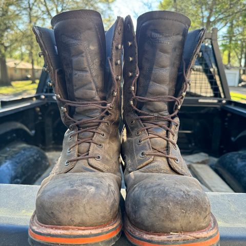 View photo of Chippewa Thunderstruck 10" Logger in Brunette Waterproof Full Grain