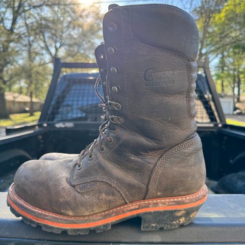 View photo of Chippewa Thunderstruck 10" Logger in Brunette Waterproof Full Grain