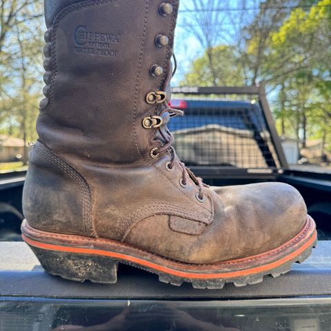 View photo of Chippewa Thunderstruck 10" Logger in Brunette Waterproof Full Grain