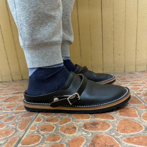 Zerrows Sabot Sandal in Horween Black Chromexcel