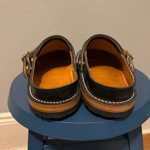 Zerrows Sabot Sandal in Horween Black Chromexcel
