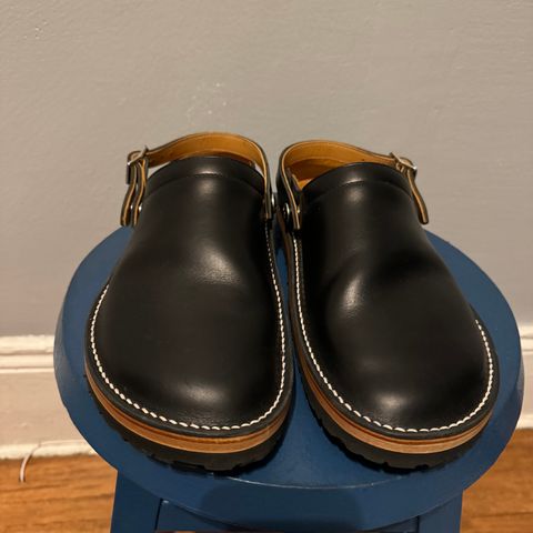 Zerrows Sabot Sandal in Horween Black Chromexcel