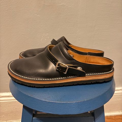Zerrows Sabot Sandal in Horween Black Chromexcel