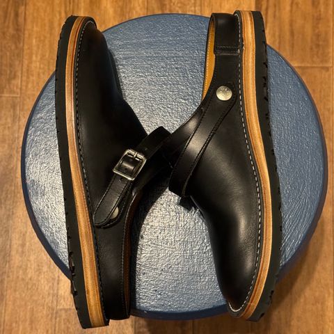 Zerrows Sabot Sandal in Horween Black Chromexcel