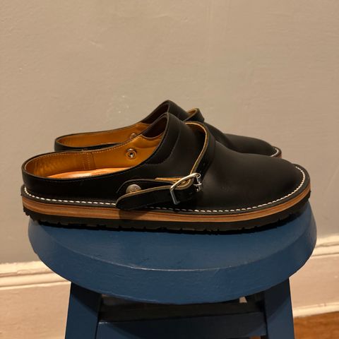 Zerrows Sabot Sandal in Horween Black Chromexcel