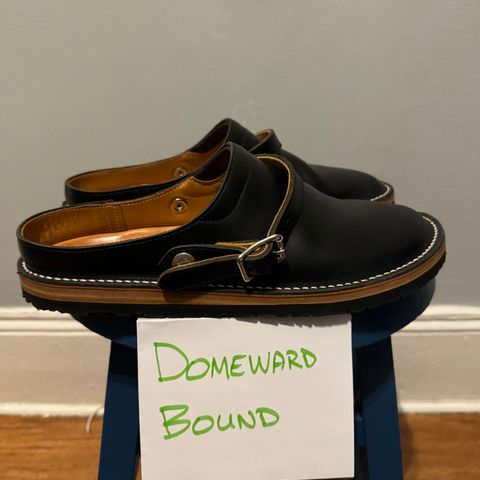 Zerrows Sabot Sandal in Horween Black Chromexcel
