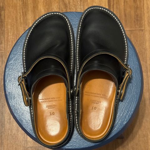 Zerrows Sabot Sandal in Horween Black Chromexcel