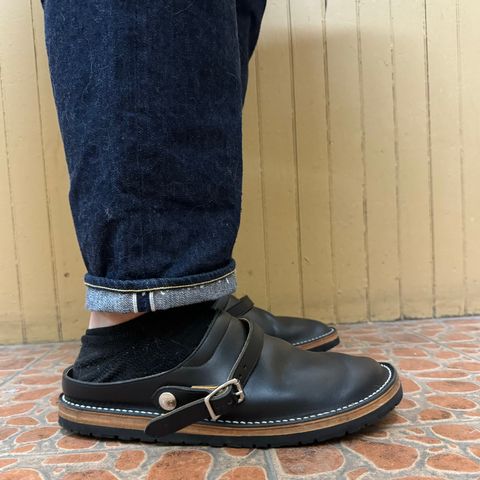 Zerrows Sabot Sandal in Horween Black Chromexcel