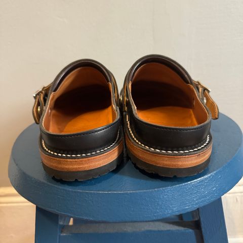 Zerrows Sabot Sandal in Horween Black Chromexcel