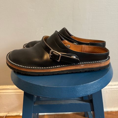 Zerrows Sabot Sandal in Horween Black Chromexcel