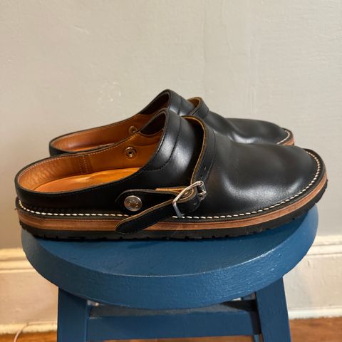 Zerrows Sabot Sandal in Horween Black Chromexcel
