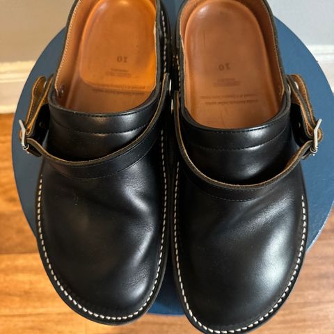 Zerrows Sabot Sandal in Horween Black Chromexcel