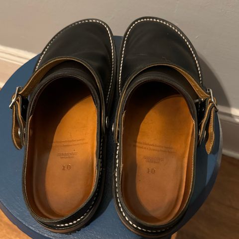 Zerrows Sabot Sandal in Horween Black Chromexcel