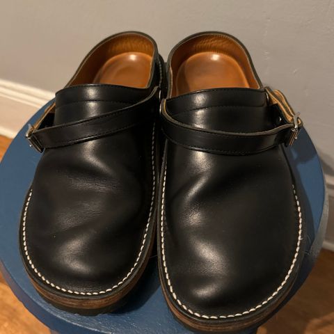 Zerrows Sabot Sandal in Horween Black Chromexcel