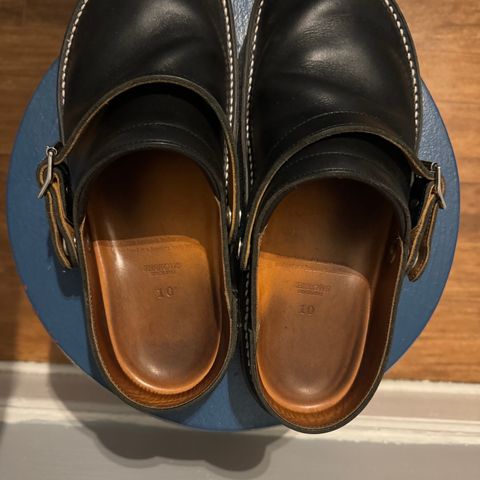 Zerrows Sabot Sandal in Horween Black Chromexcel