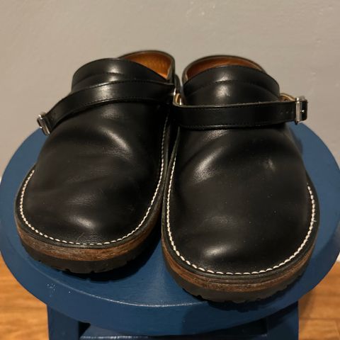 Zerrows Sabot Sandal in Horween Black Chromexcel