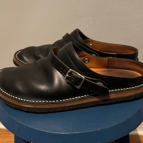 Zerrows Sabot Sandal in Horween Black Chromexcel