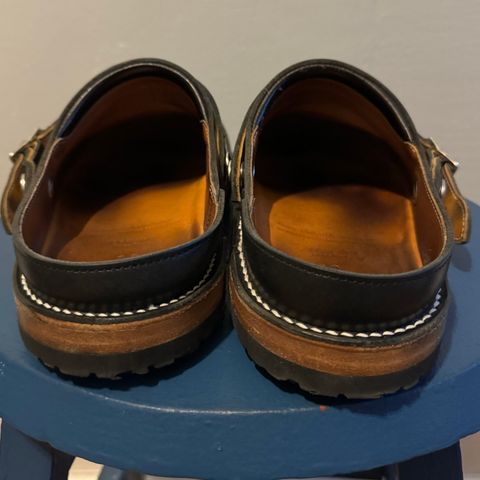 Zerrows Sabot Sandal in Horween Black Chromexcel