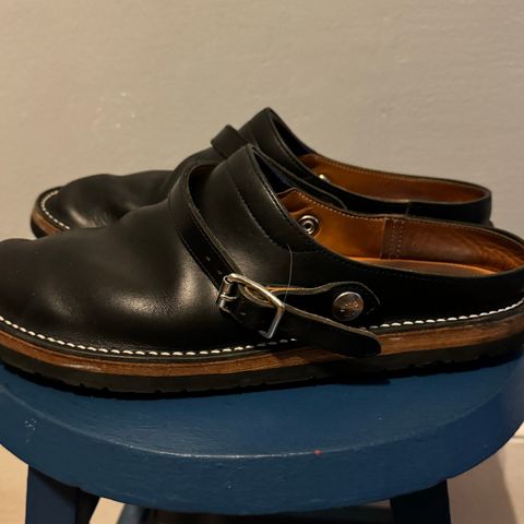 Zerrows Sabot Sandal in Horween Black Chromexcel