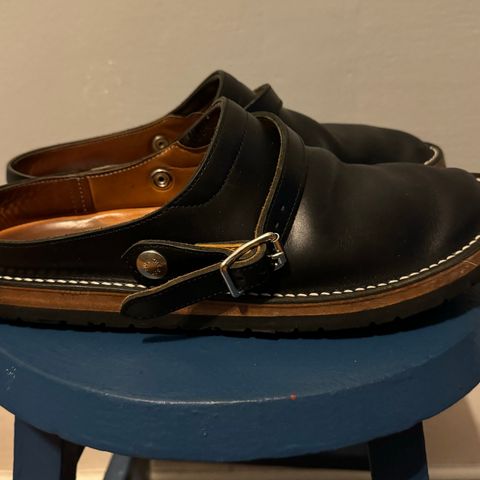 Zerrows Sabot Sandal in Horween Black Chromexcel