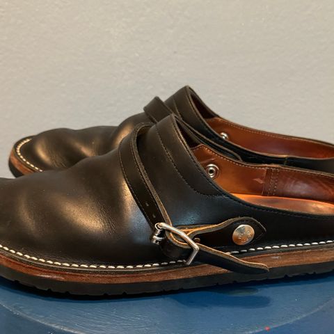 Zerrows Sabot Sandal in Horween Black Chromexcel