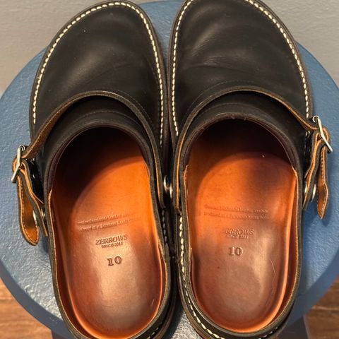 Zerrows Sabot Sandal in Horween Black Chromexcel