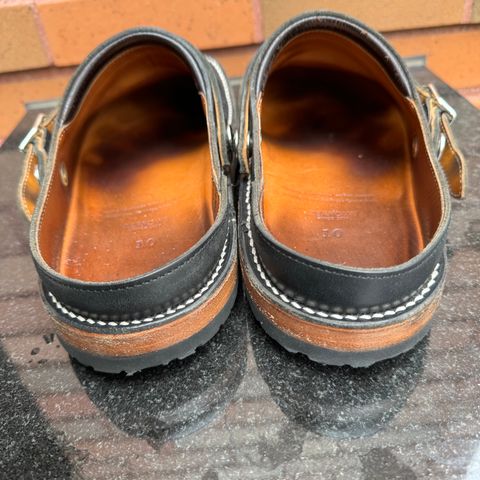 Zerrows Sabot Sandal in Horween Black Chromexcel