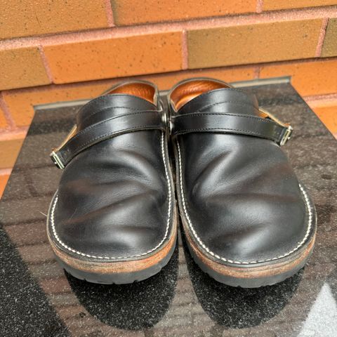 Zerrows Sabot Sandal in Horween Black Chromexcel
