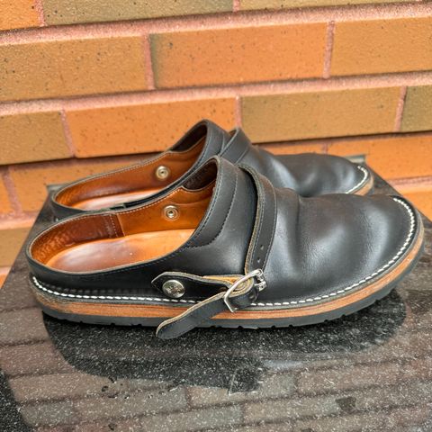 Zerrows Sabot Sandal in Horween Black Chromexcel
