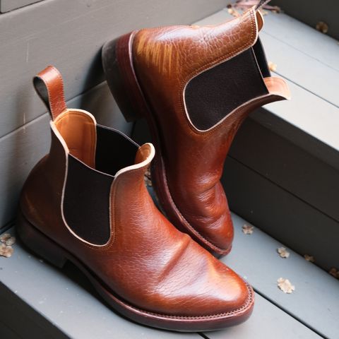 View photo of Benzein The Seventh Chelsea Boot in Shinki Brown Oiled Horsebutt