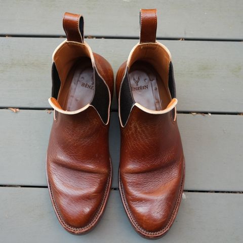 View photo of Benzein The Seventh Chelsea Boot in Shinki Brown Oiled Horsebutt