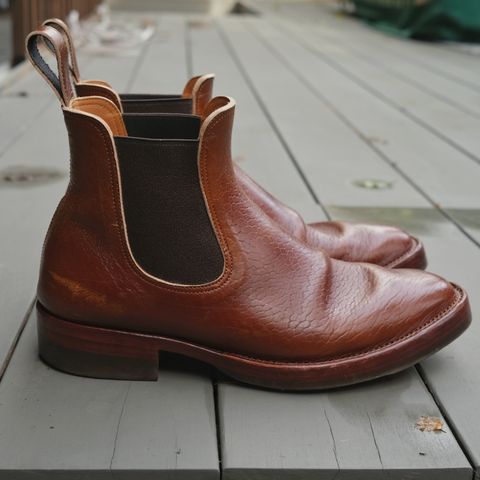 View photo of Benzein The Seventh Chelsea Boot in Shinki Brown Oiled Horsebutt