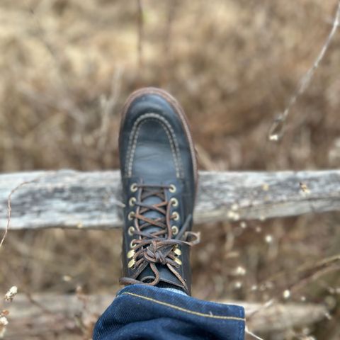 View photo of Grant Stone Brass Boot in Horween Black Chromexcel