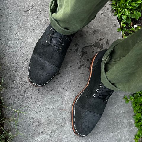 View photo of Viberg Service Boot PCT in Horween Charcoal Chamois Roughout