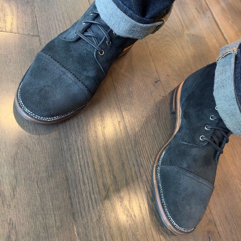 View photo of Viberg Service Boot PCT in Horween Charcoal Chamois Roughout