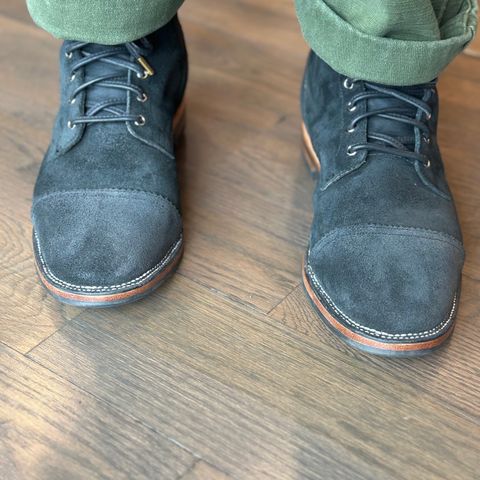 View photo of Viberg Service Boot PCT in Horween Charcoal Chamois Roughout