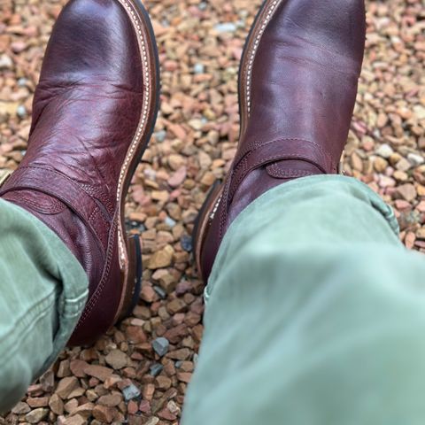John Lofgren Wabash Engineer Boots in Ezo Shika Deerskin/Burnt Burgundy