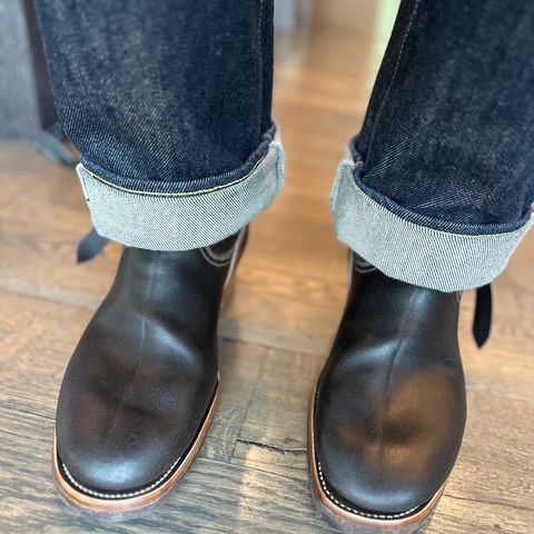 Unsung U 22-2 Engineer Boot in Horween Dark Brown Waxed Flesh & Grain Side Horween DarknBrown waxed flesh Overdyed Dark Brown