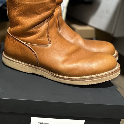 View photo of Viberg Roper Boot in Natural Japanese Cowhide