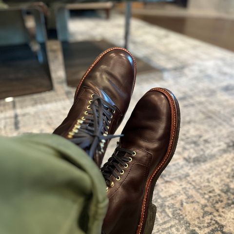 View photo of Alden Plain Toe “Roy” Boot in Horween Brown Chromexcel