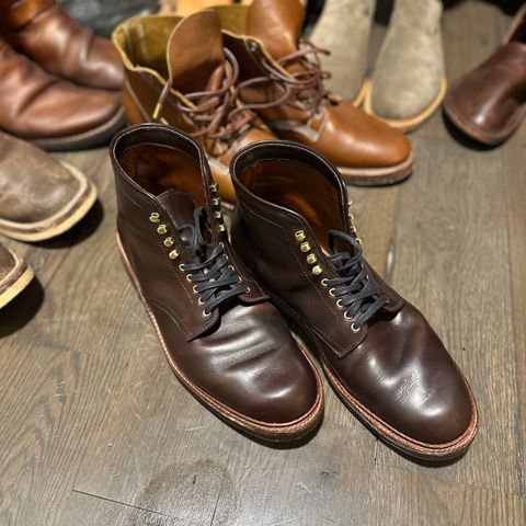 View photo of Alden Plain Toe “Roy” Boot in Horween Brown Chromexcel